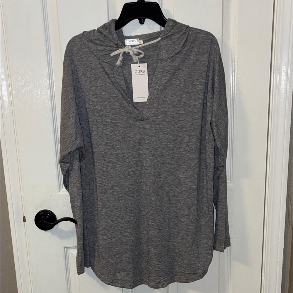 NEW! Ours Women's Gray Hoodie Sweatshirt oversized size large